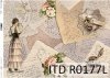 Papier decoupage Vintage, listy, kałamarz, róże, dama z wachlarzem*Vintage decoupage paper, letters, inkwell, roses, lady with fan